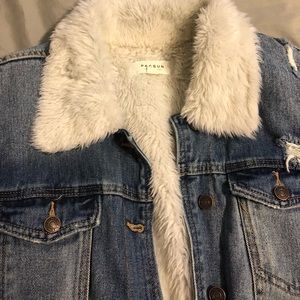 Denim jacket with fur